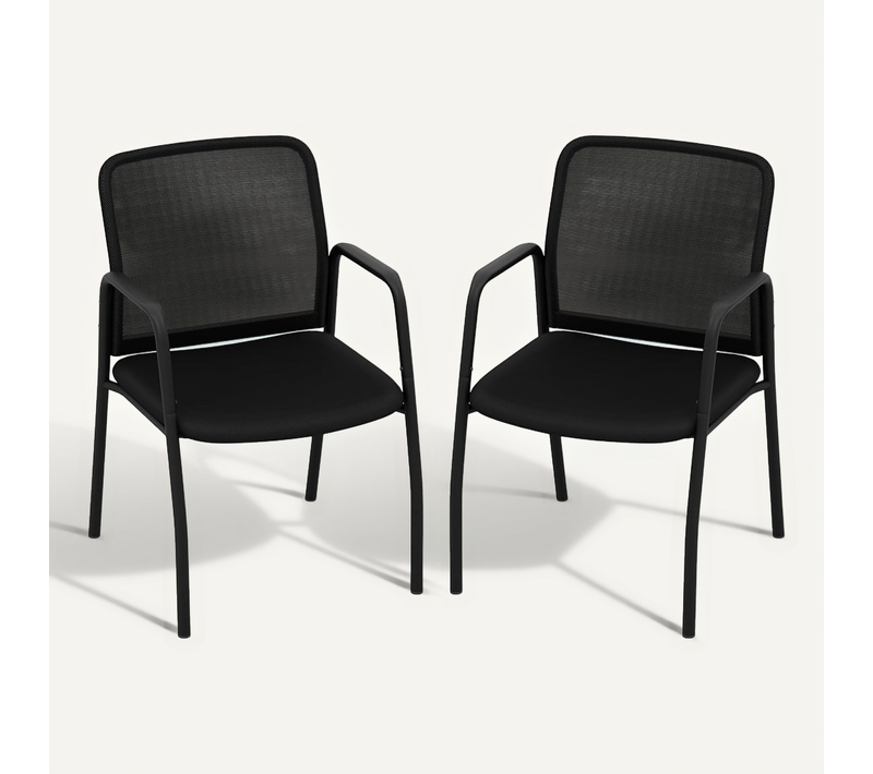 Lot De 2 Chaises De Salles De Réunion, Chaises De Bureau En Maille, Accoudoirs, Charge 150 Kg, Noir
