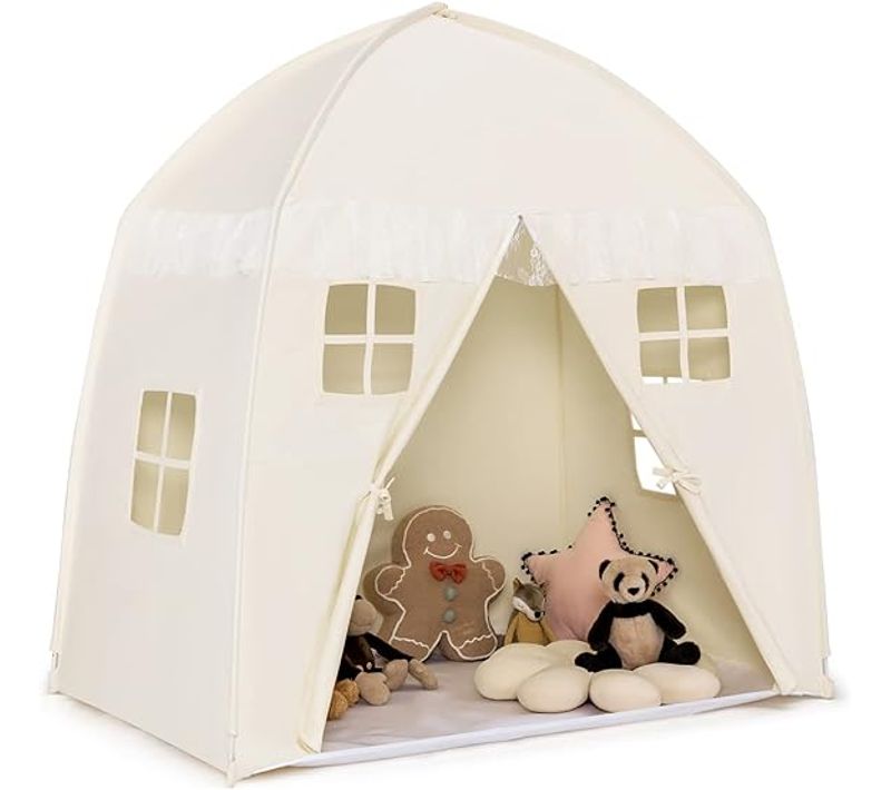 Tente De Jeu Pour Enfants Avec Tapis Antidérapant Et Sac De Transport Grande Maison De Jeu, Beige