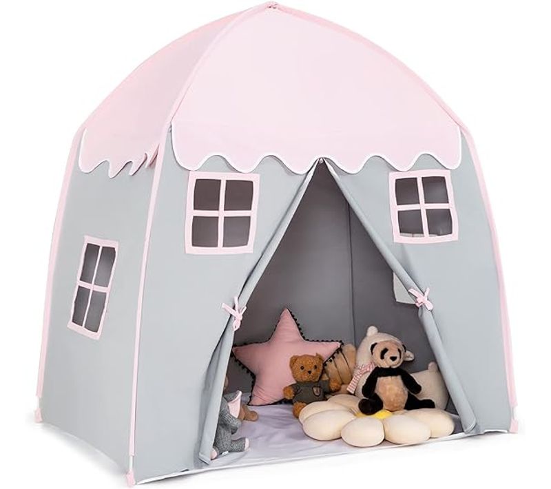Tente De Jeu Pour Enfants Avec Tapis Antidérapant Et Sac De Transport Grande Maison De Jeu, Rose