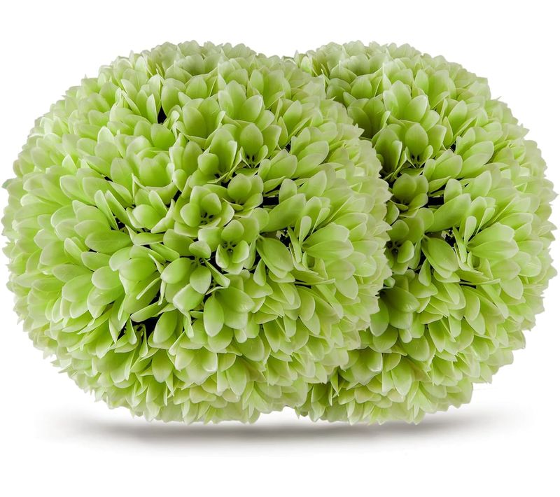 2 Boules De Buis Artificielles De 28 Cm Avec Des Fleurs, Plantes De Faux En Boules, Vert