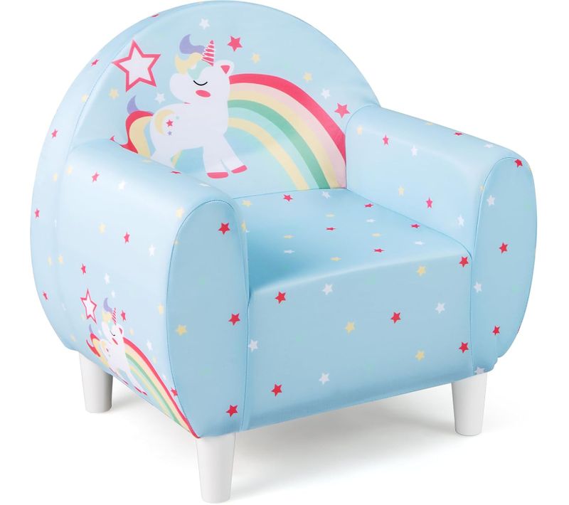 Fauteuil Enfant Avec Joli Motif Licorne,canapé Chaise Enfant En Mousse,charge 50kg Pour 3 Ans+(bleu)