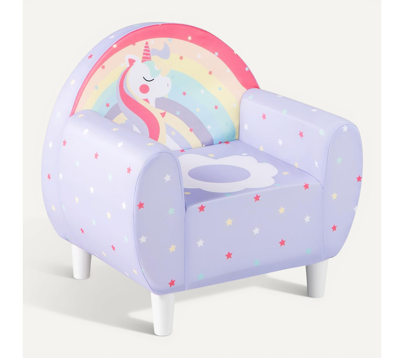Fauteuil Enfant Avec Joli Motif Licorne,canapé Chaise Enfant En Mousse, Pour 3 Ans+(violet)