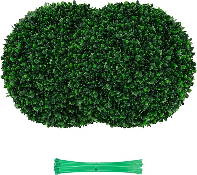 2 Boules De Buis Artificielles 52 Cm Résistantes Aux Uv, Plantes En Boules, Vert Foncé