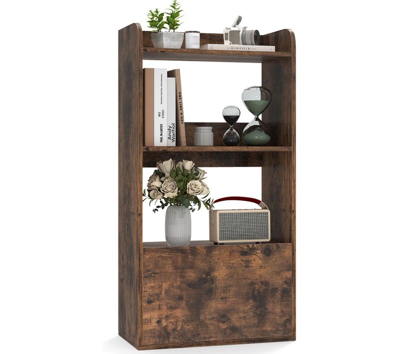 Bibliothèque Avec Tiroir, Armoire Autoportante Avec Etagère Ouverte à 3 Niveaux (marron Rustique)