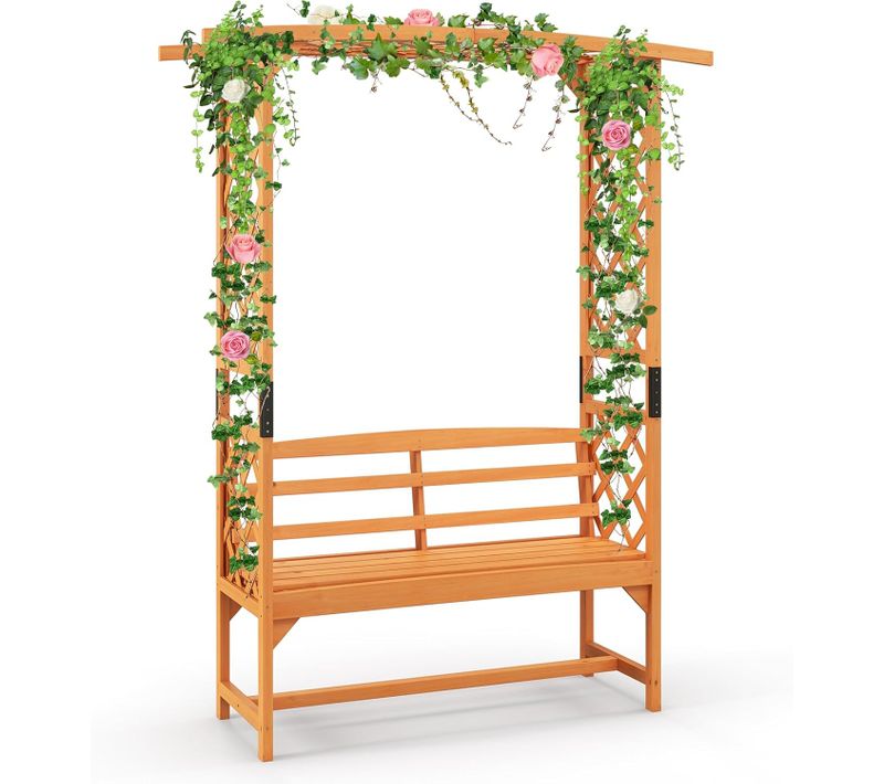 Arche De Jardin Pour Plantes Grimpantes Avec Banc 2 Places à Charge 300 Kg (160 X 50 X 199 Cm)