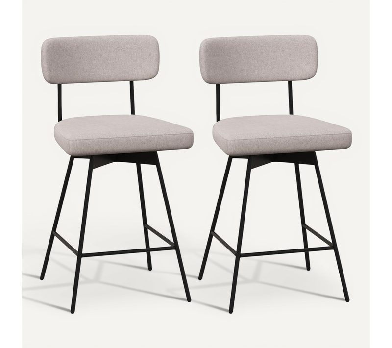 Tabourets De Bar Pivotants Lot De 2, Chaise De Bar Lin Avec Repose-pieds (beige)