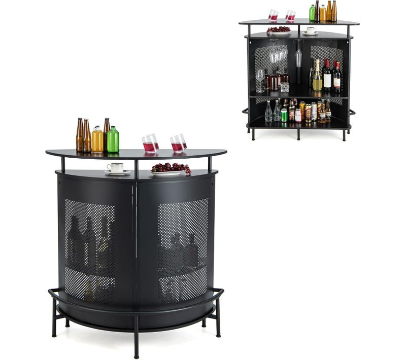 Table De Bar, Ilot Central Cuisine, Cadre En Métal, Pieds Réglables (demi-cercle)