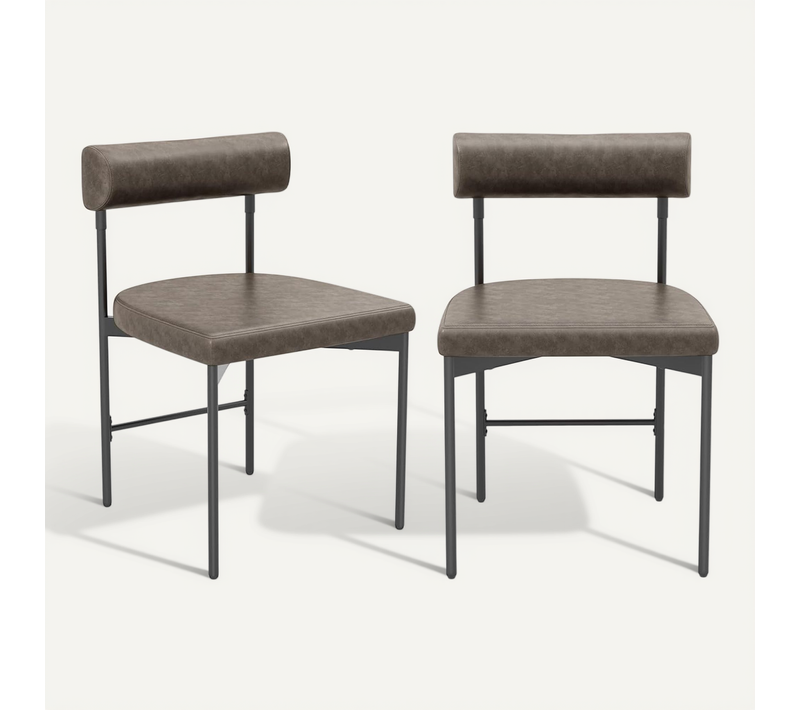 Chaise De Salle à Manger Lot De 2, Chaise De Cuisine Cuir, Dossier Incurvé Rembourré, Siège En U