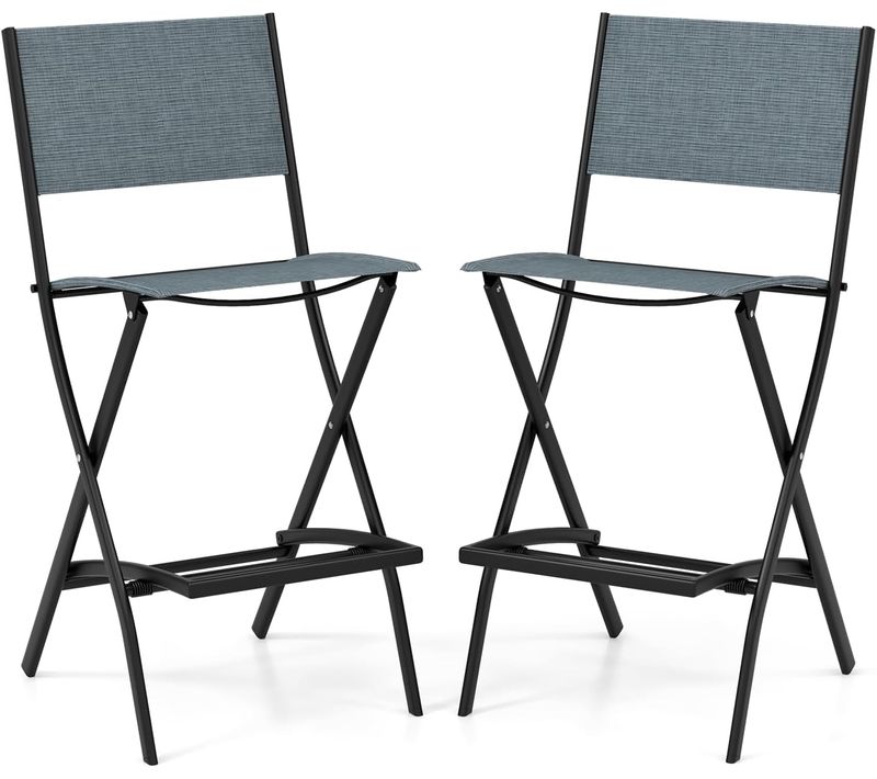 Lot De 2 Chaise De Jardin Extérieur, Chaise Pliante Interieur, Capacité 150kg, 46 X 57 X 102 Cm Bleu