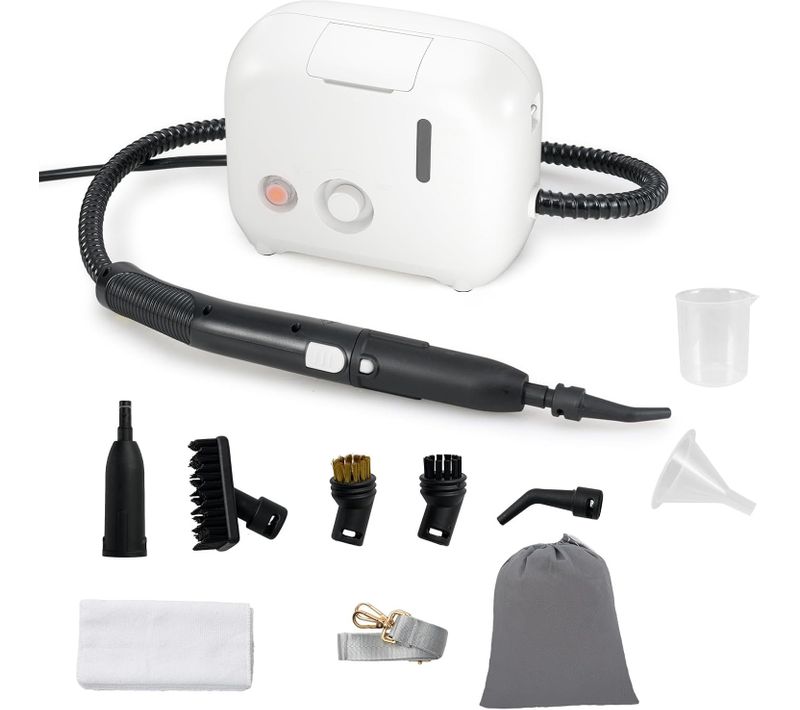 Nettoyeur Vapeur Portatif 1500w Avec 11 Accessoires, Balai Vapeur, Blanc