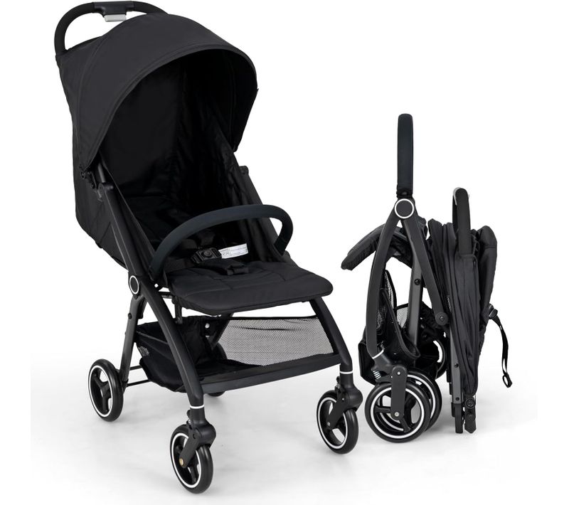 Poussette Canne Bébé 0-3 Ans(charge 15 Kg) Avec Dossier Et Auvent Réglables (noir)