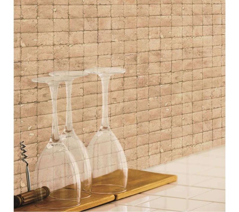 Sticker - Carrelage Mural Faïence Adhésive Imitation Pierre Brute – 4 Plaques 26x26cm - Stick Tile