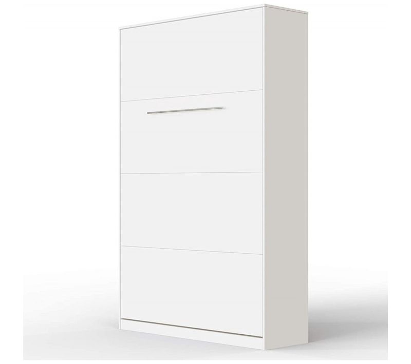 Armoire Lit Escamotable 120x200 Cm Vertical Mural Supérieur Blanc/blanc