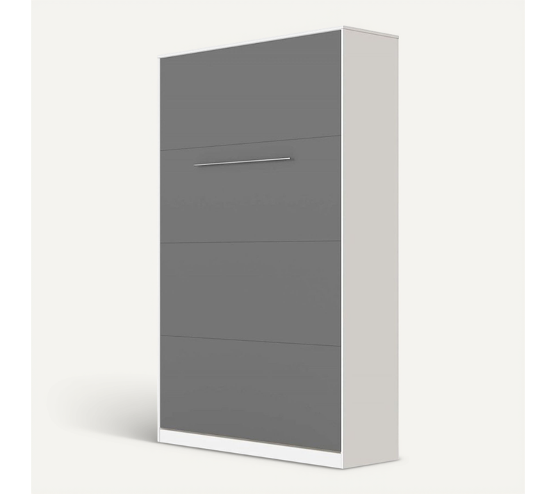 Armoire Lit Escamotable 120x200 Cm Vertical Mural Supérieur Blanc/anthracite