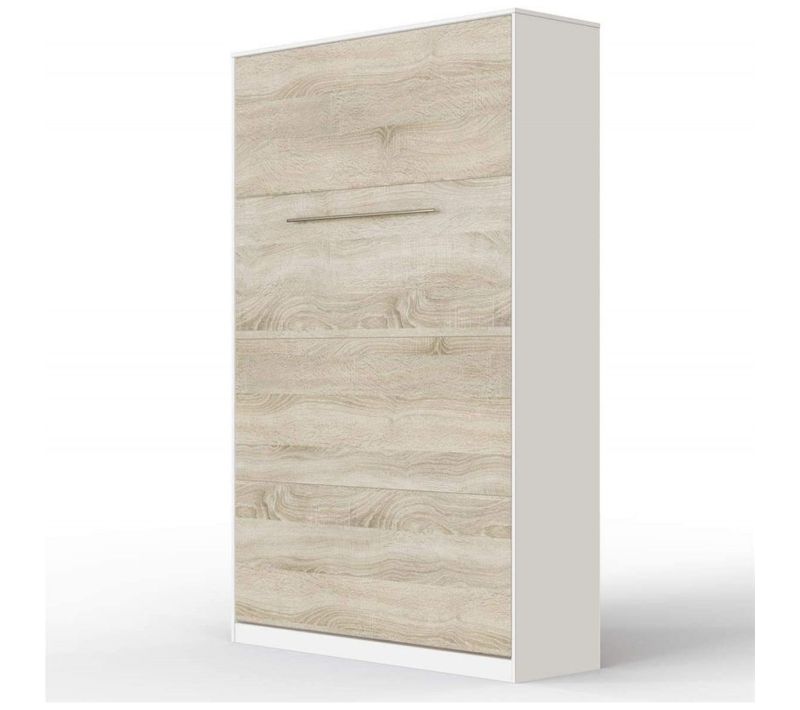 Armoire Lit Escamotable 120x200 Cm Vertical Mural Supérieur Blanc /chêne Sonoma