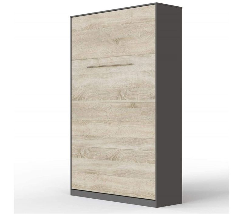 Armoire Lit Escamotable 120x200 Cm Vertical Mural Supérieur Anthracite/chêne Sonoma