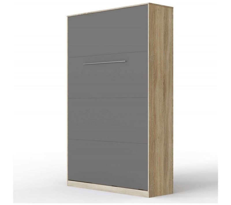 Armoire Lit Escamotable 120x200 Cm Vertical Mural Supérieur Chêne Sonoma/anthracite