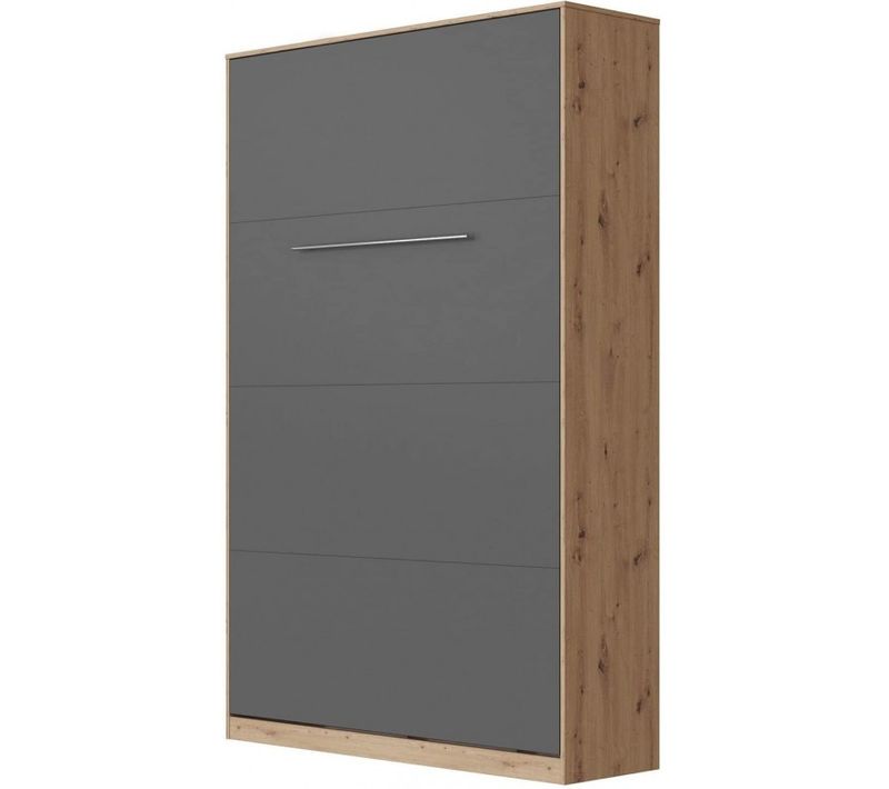 Armoire Lit Escamotable 120x200 Cm Vertical Mural Supérieur Chêne Sauvage/anthracite