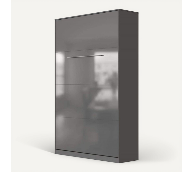 Armoire Lit Escamotable 120x200 Cm Vertical Mural Supérieur Anthracite/anthracite Brillant