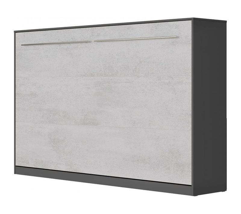 Armoire Lit Escamotable 120x200 Cm Supérieur Horizontal Mural Anthracite/béton