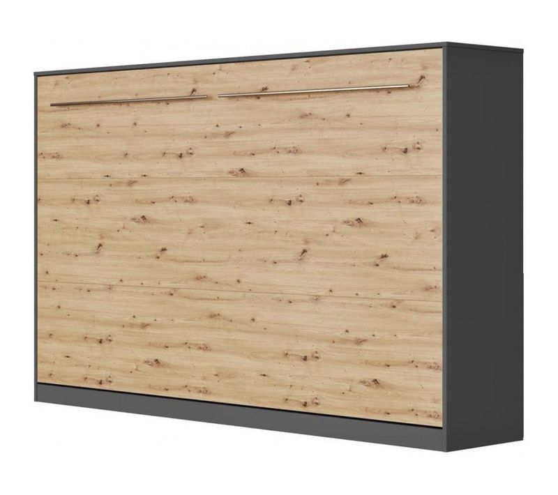 Armoire Lit Escamotable 140x200 Cm Supérieur Horizontal Mural Anthracite/chêne Sauvage