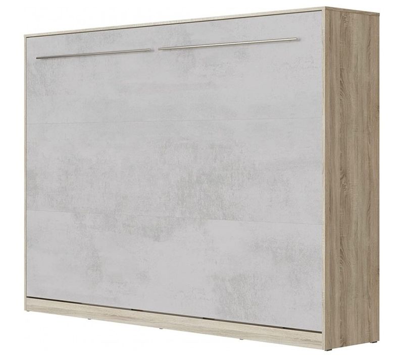 Armoire Lit Escamotable 140x200 Cm Supérieur Horizontal Mural Chêne Sonoma/béton
