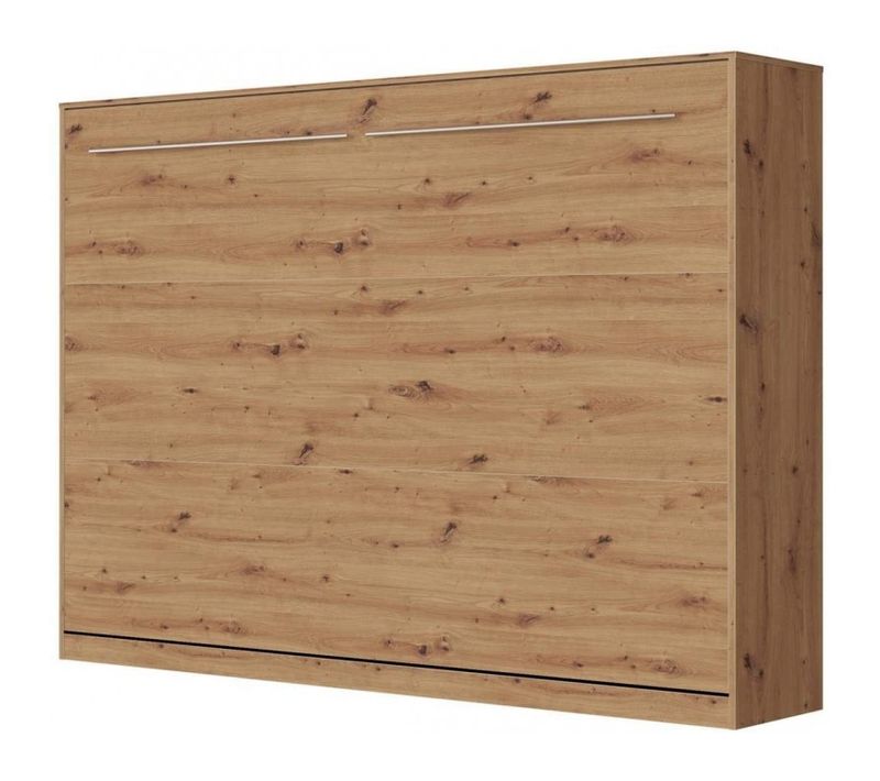 Armoire Lit Escamotable 140x200 Cm Supérieur Horizontal Mural Chêne Sauvage/chêne Sauvage