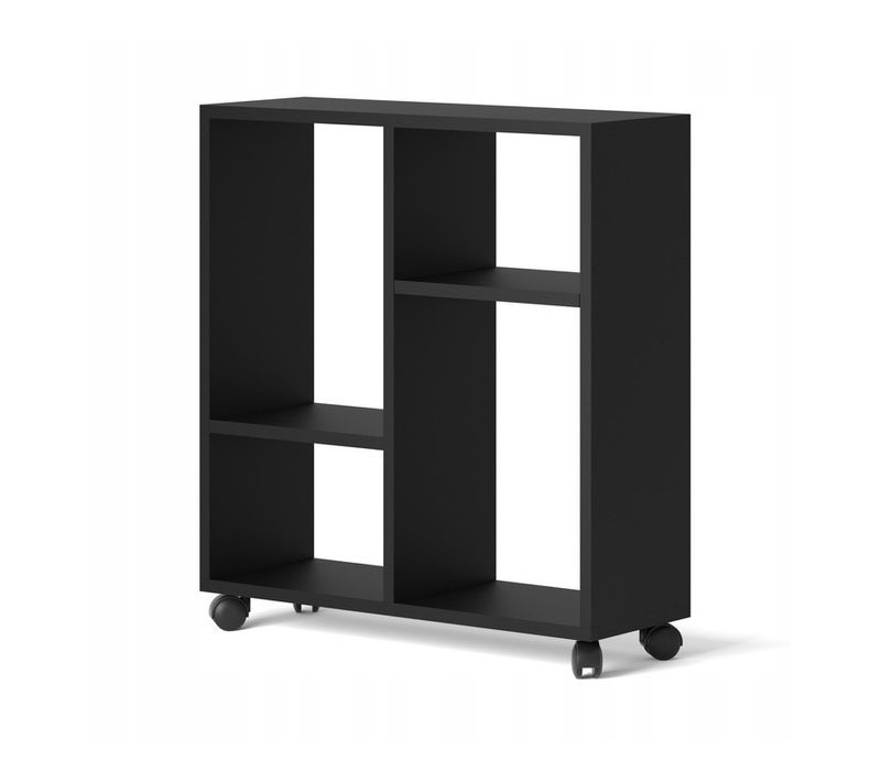Table Basse Organisateur 60x20x65cm(lxpxh)trasco 2 Noir Sur Roulettes Design Moderne