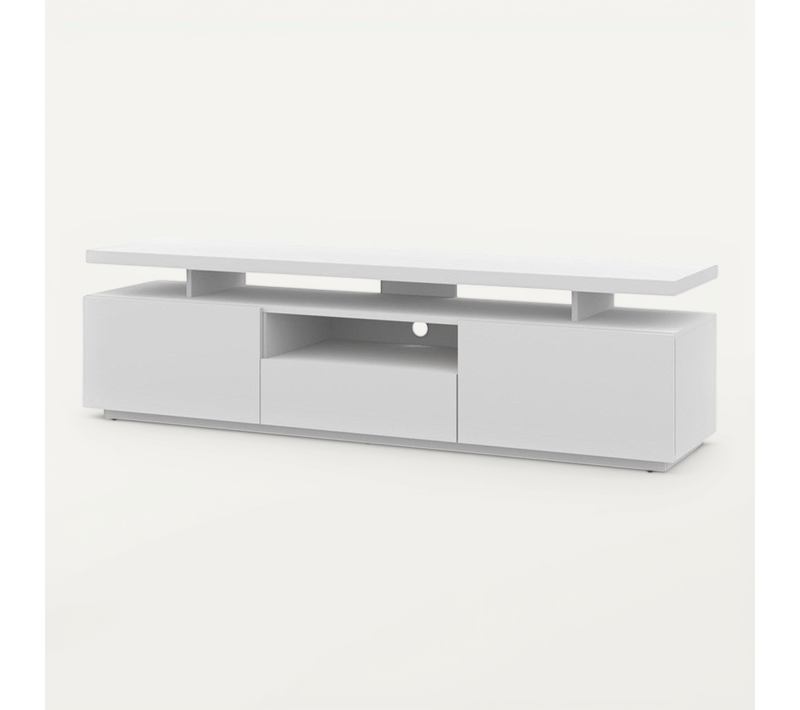 Meuble TV Bas Universel 180x42x51cm Armoire Hi-fi Adam Couleur Blanc Mat Sur Pied
