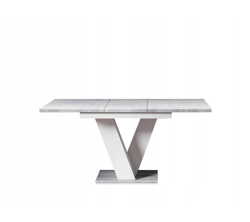 Table à Manger Extensible Massi - Beton Et Blanc 120 - 160 Cm