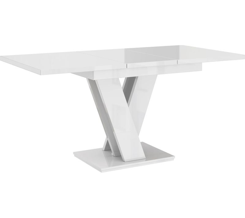 Table à Manger Extensible Massi - Blanc Laque 120 - 160 Cm