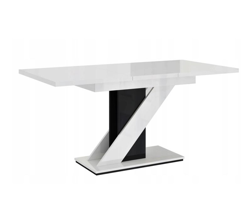Table à Manger Extensible Evan - Blanc Laque Et Noir 120 - 160 Cm