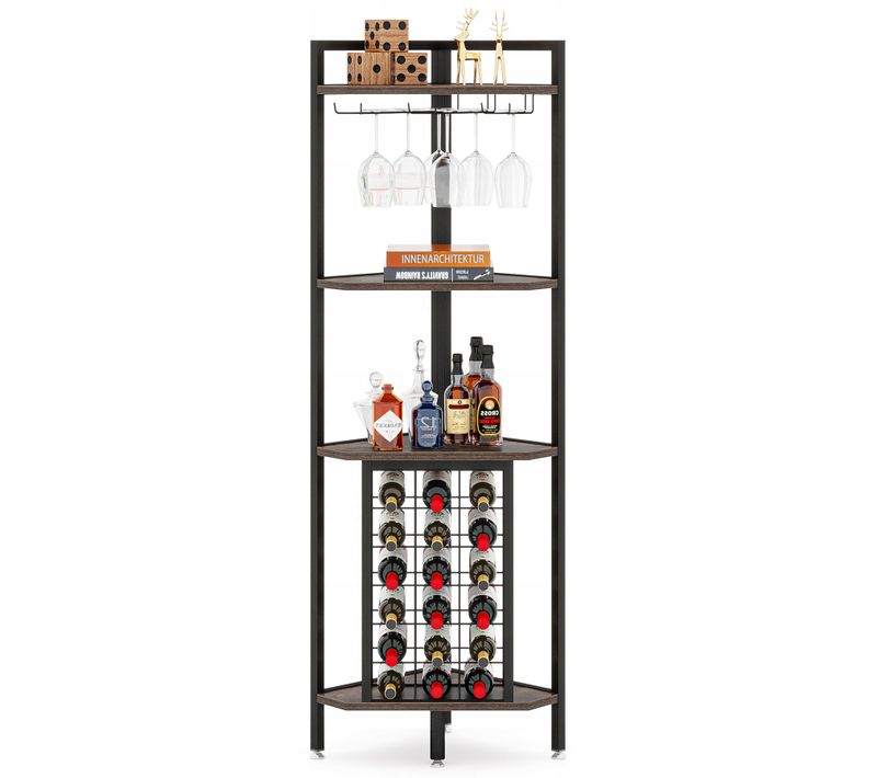 Étagère D'angle Avec Support En Verre Et Étagères De Rangement, Barre D'angle à 4 Niveaux