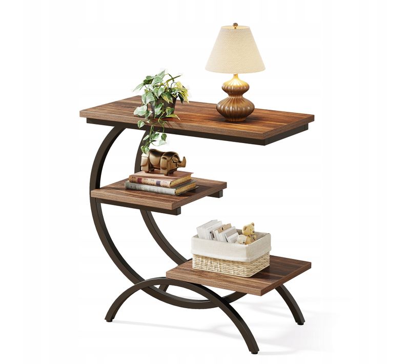 Table D'appoint, Petite Table Basses, Table De Chevet, Bout De Canapé Avec 3 Étagères Pour Salon