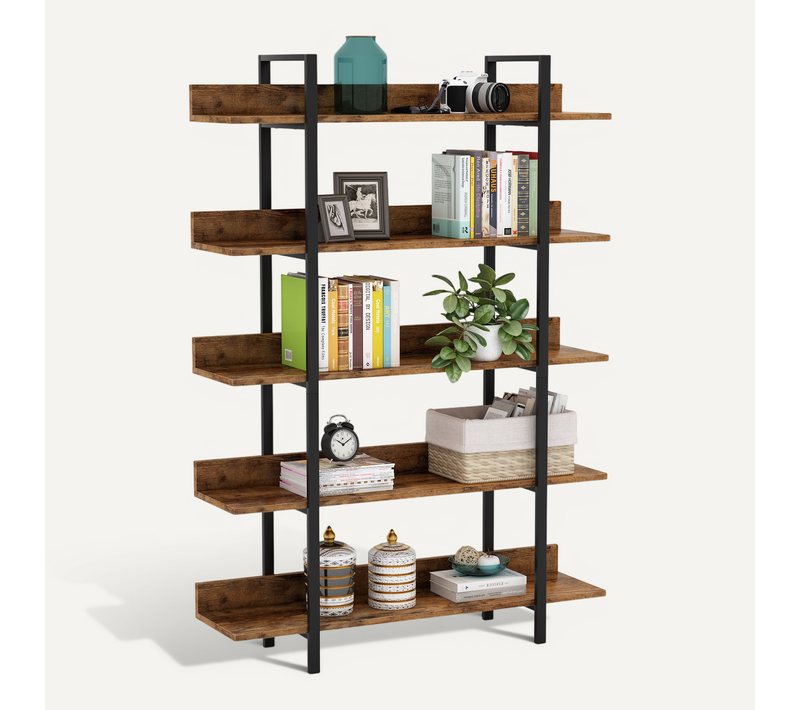 Bibliothèque Vintage à 5 Niveaux - Grande Étagère De Rangement Pour Le Salon