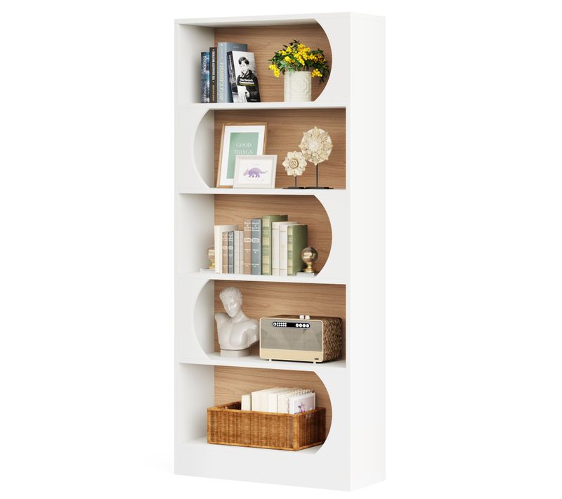 Bibliothèque à 5 Niveaux, Étagères D'affichage En Bois Pour Salon, 180cm