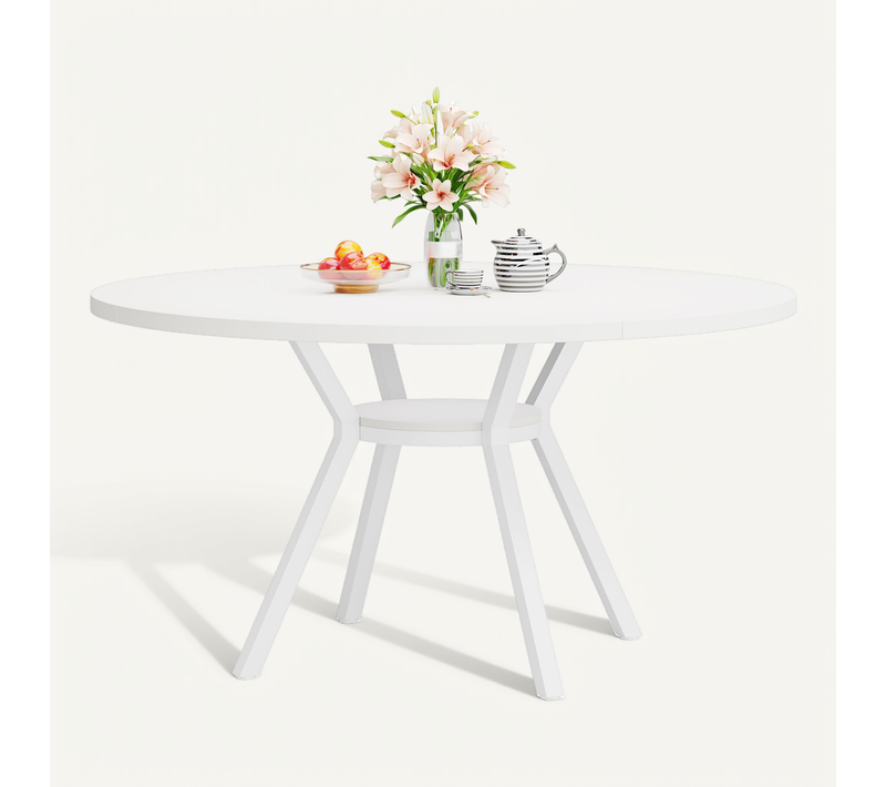 Table De Salle à Manger Ronde Avec Plateau Effet Mdf,120x120x75cm