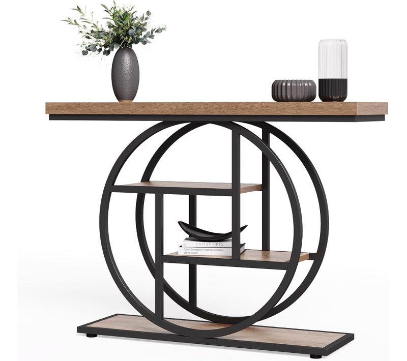 Table D'entrée à 4 Étages Derrière Le Canapé, Table De Canapé Farmhouse 105cm Pour Le Salon