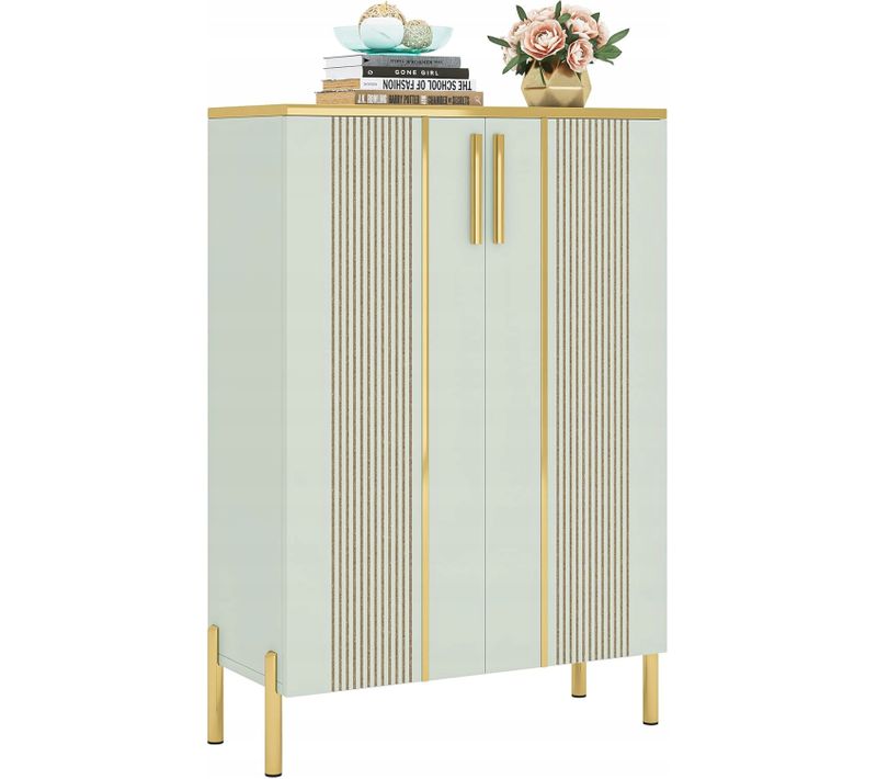 Meuble à Chaussures 6 Niveaux Avec Étagères Réglables, Pour 22 Paires De Chaussures, , Vert Clair