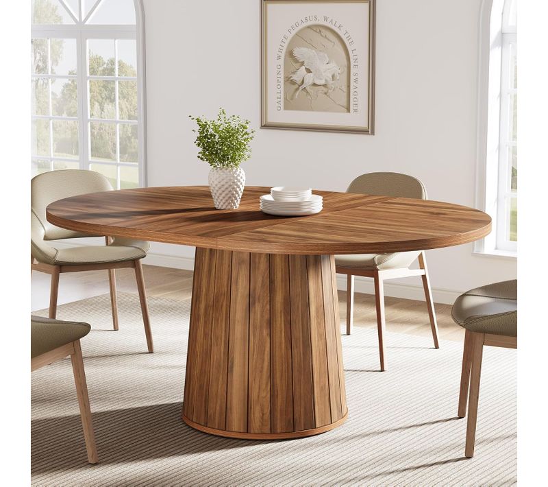 Table à Manger Ovale Pour 6 Personnes, Table à Manger En Bois De 140 Cm (marron)