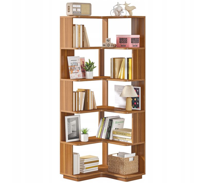 Bibliothèque D'angle à 6 Niveaux, Étagère De Rangement Pour Bureau à Domicile,salon