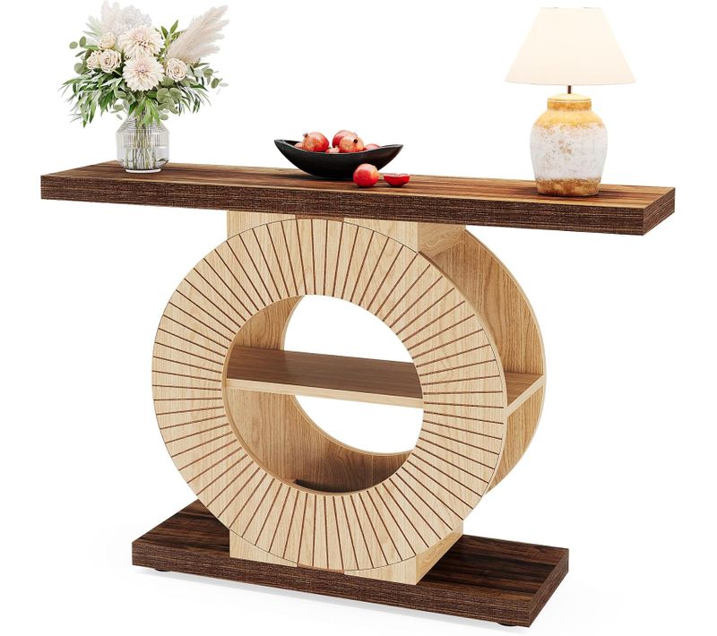 100 Cm Table Console Avec Rangement - Table D'entrée En Bois Pour Salon