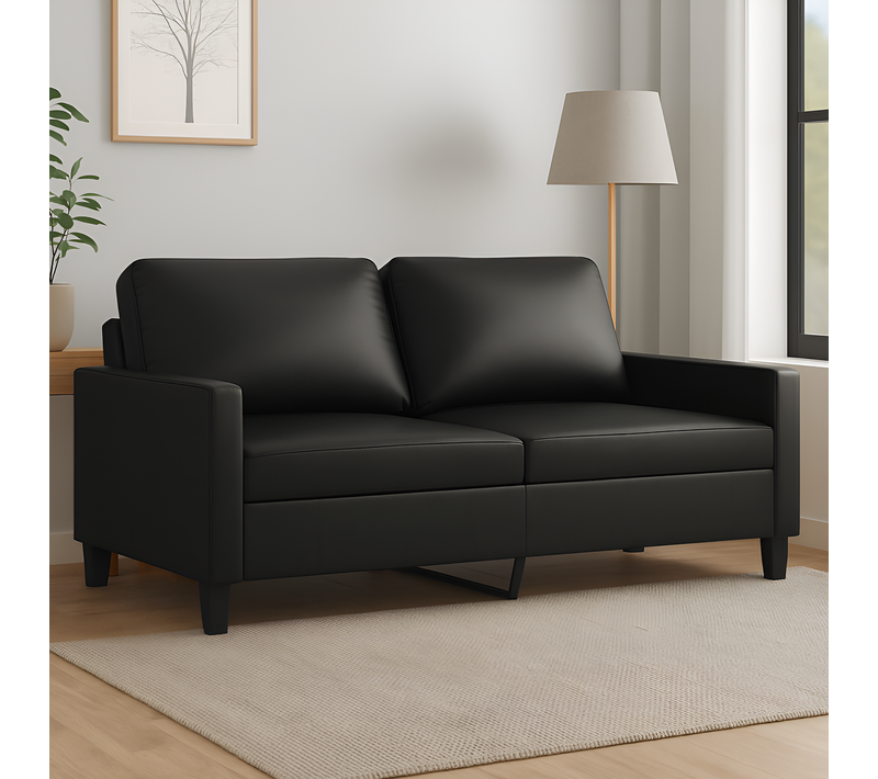 Canapé à 2 Places Noir 140 Cm Similicuir pour Salon