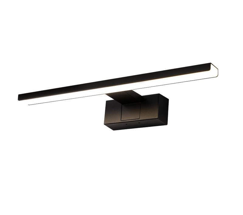 Applique LED Salle De Bain Lampe Miroir Ip44 Lampe Armoire Lumière 4000k Max.12w 60×5.1×12.8cm Noire
