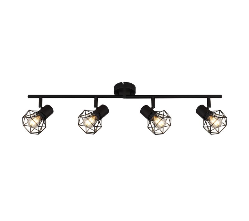 Spot Plafond 4 Ampoules Salon E14 Noir Industriel Orientable 350° Sans Ampoule