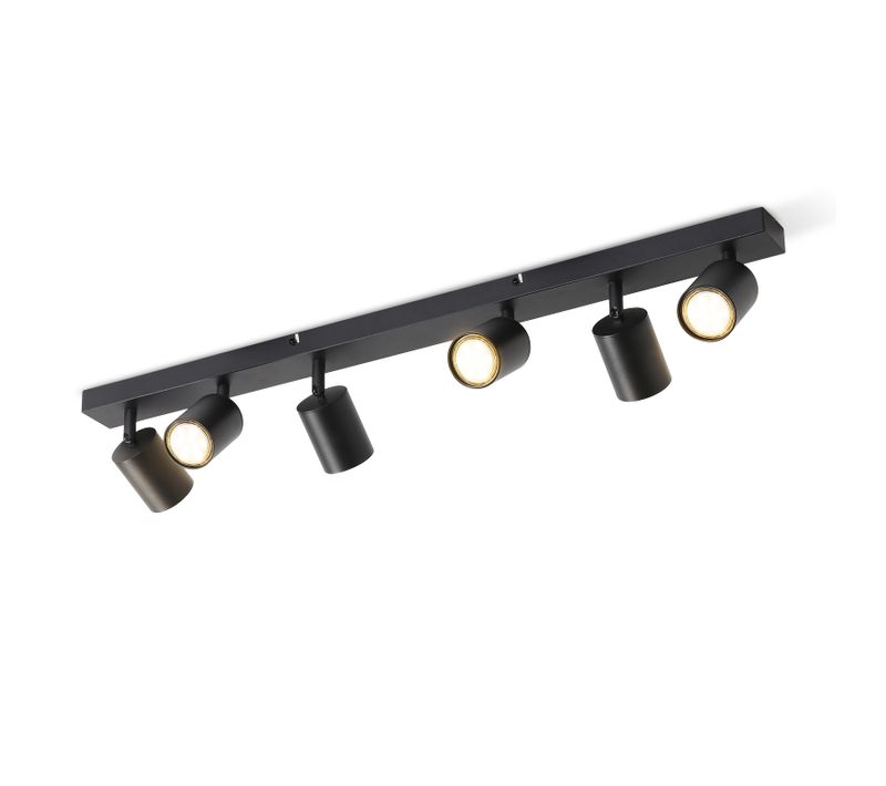 Spot De Plafond LED 6 Flammes Noir Spots De Plafond Gu10 Metal Orientable 330°