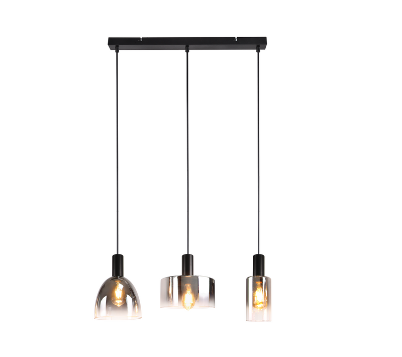 Lampe à Suspension Pour Table à Manger Vintage En Verre Gris Fumé E27 Réglable En Hauteur Pour Salon