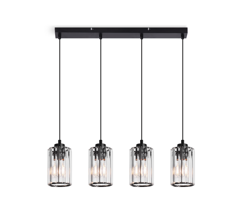 Lampe à Suspension Pour Table à Manger En Cristal Noir Moderne 4 Flammes E27