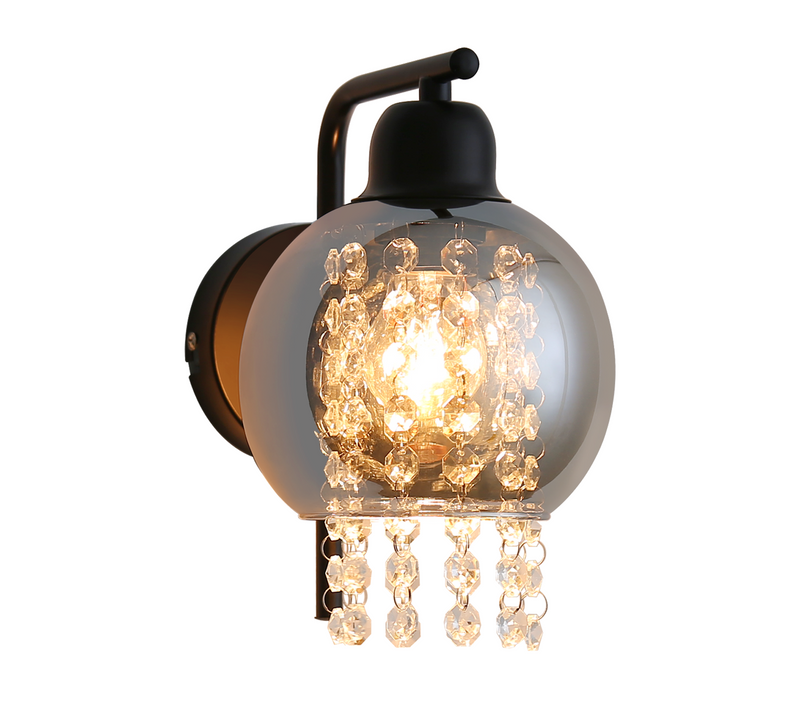 Applique Murale Intérieure E27 Verre Gris Fumé Lampe Murale Design Cristal Lit Escalier