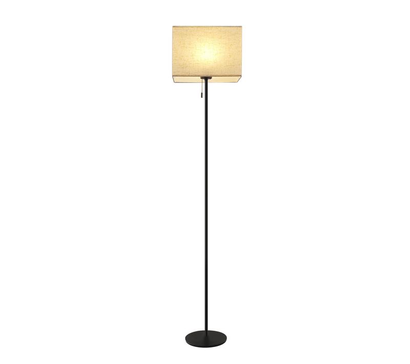 Lampadaire LED à Intensité Variable Rétro Abat-jour En Tissu Pour Salon, Avec Interrupteur à Tirette